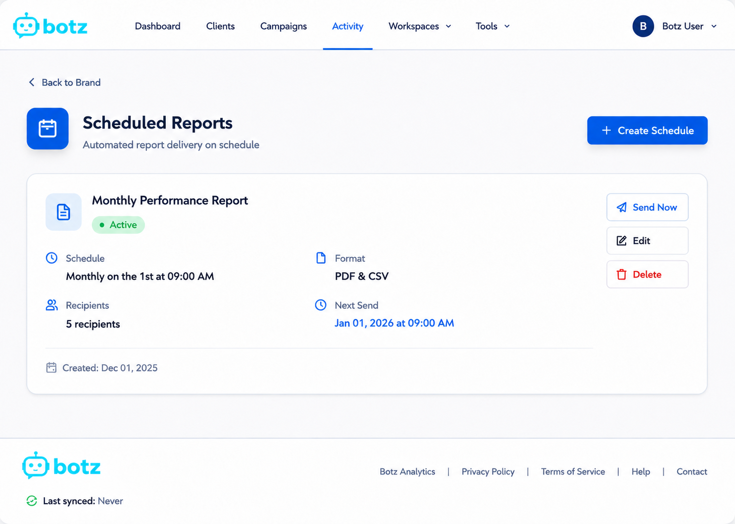 Reportes programados — BOTZ Growth